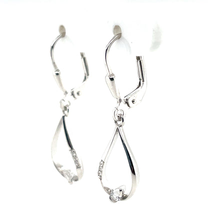 Sterling Silver CZ Teardrop Drop Earrings SE757