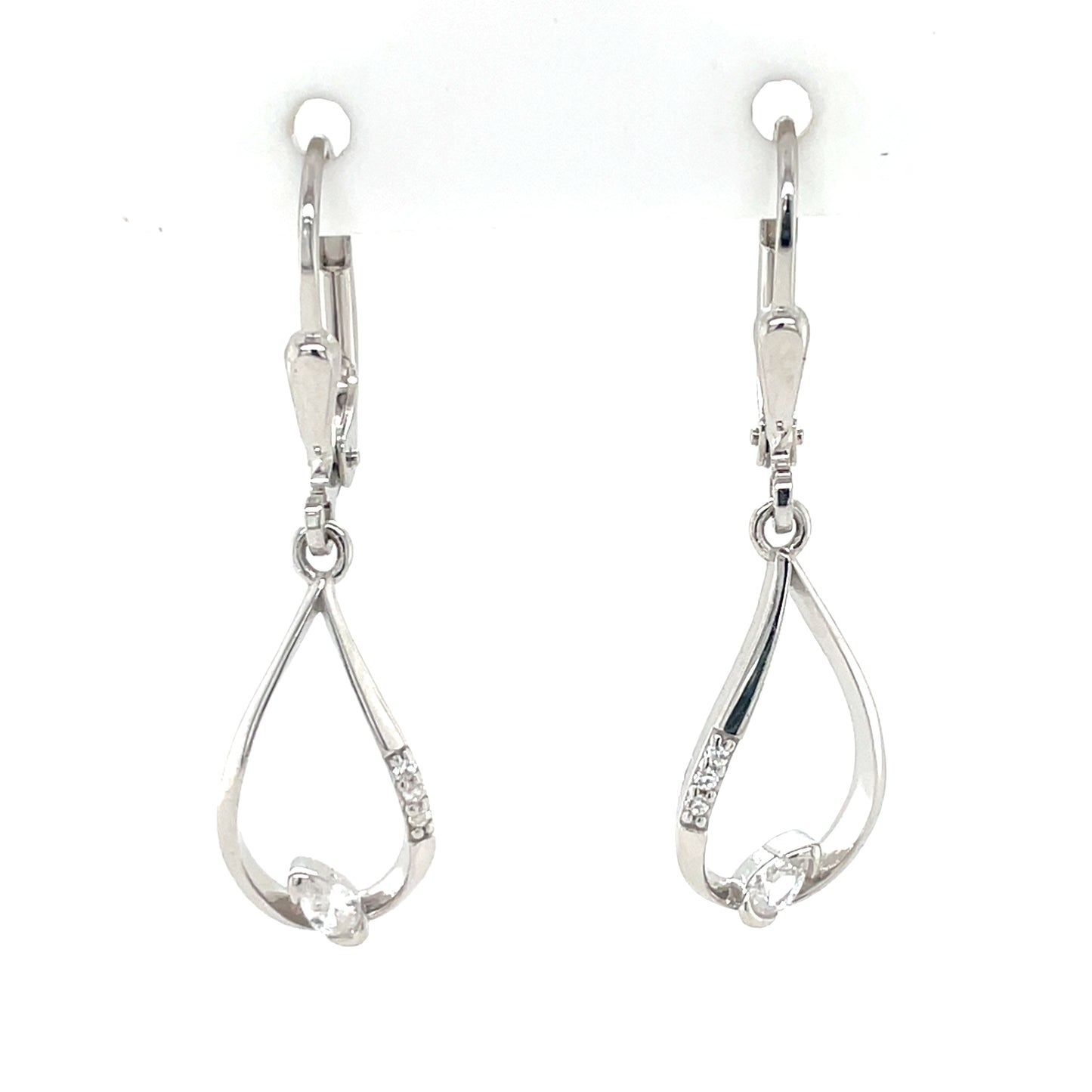 Sterling Silver CZ Teardrop Drop Earrings SE757