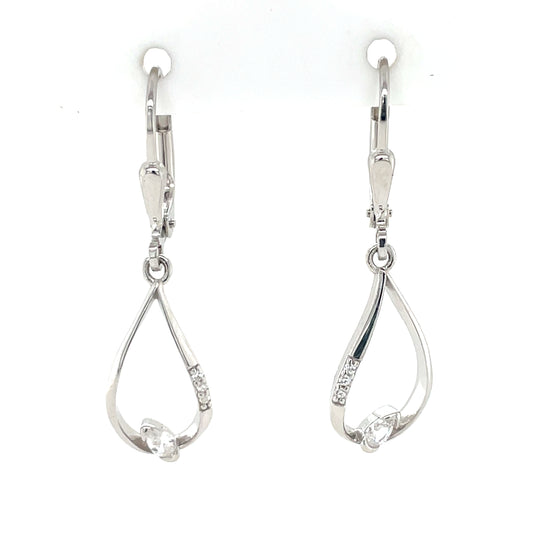 Sterling Silver CZ Teardrop Drop Earrings SE757
