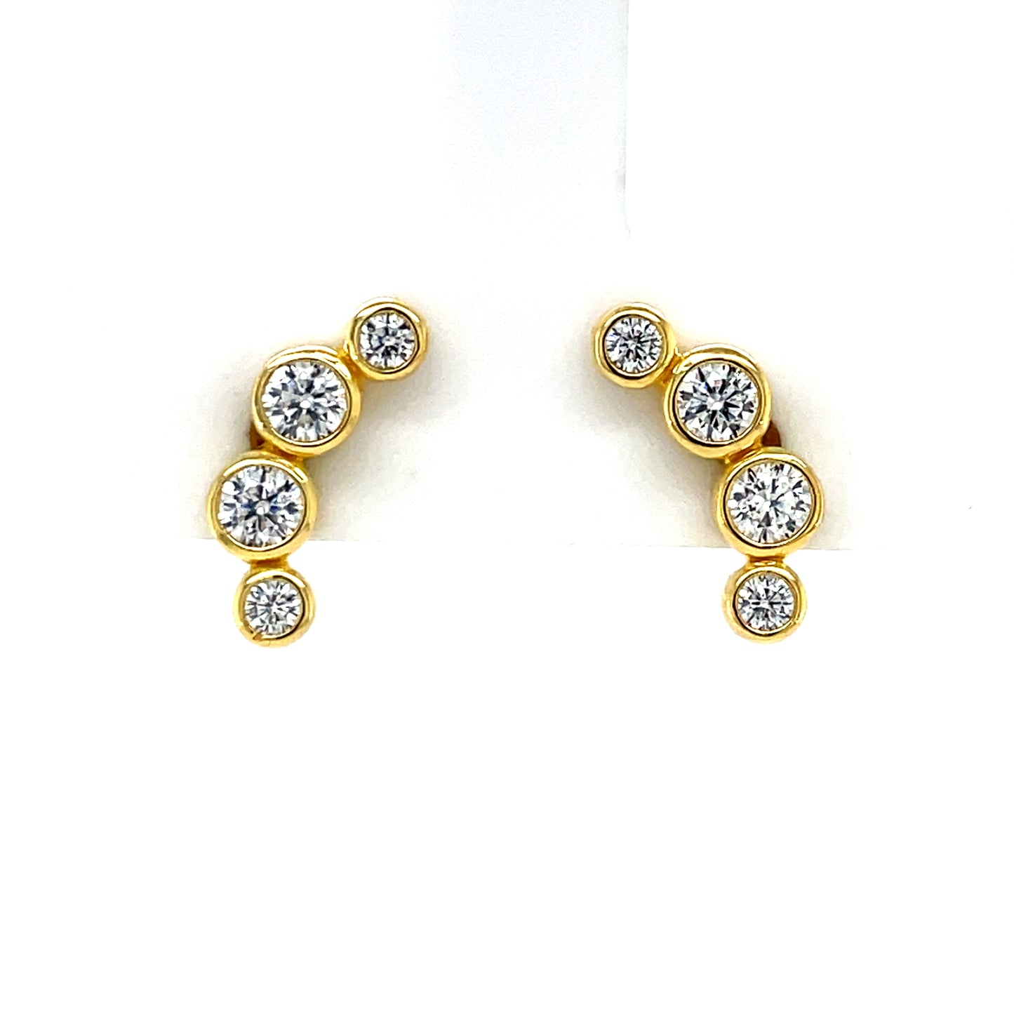 Silver Gold-plated CZ Crescent Stud Earrings SE782/G