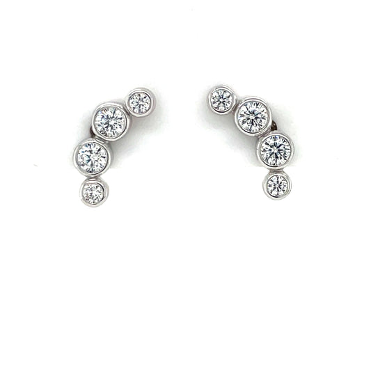 Sterling Silver CZ Crescent Stud Earrings SE782