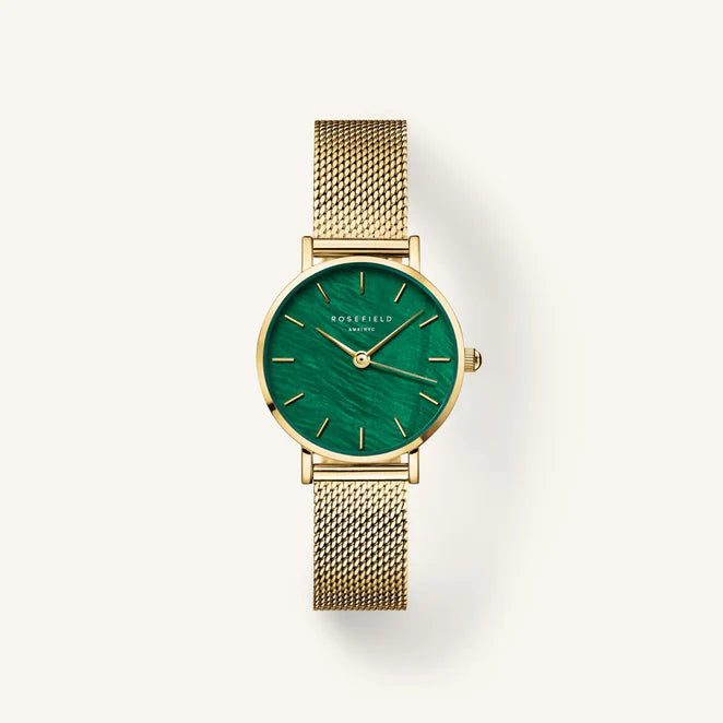 Rosefield Small Edit Emerald Mesh Gold Watch SEEGMG-SE72