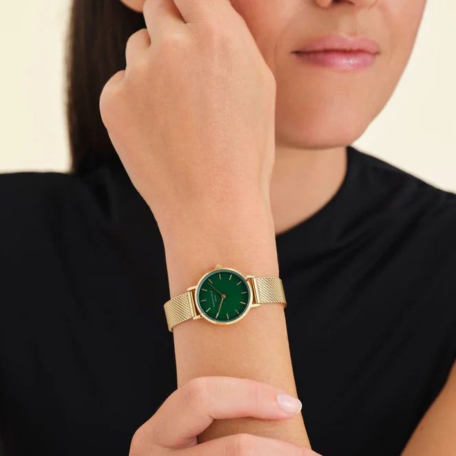 Rosefield Small Edit Emerald Mesh Gold Watch SEEGMG-SE72