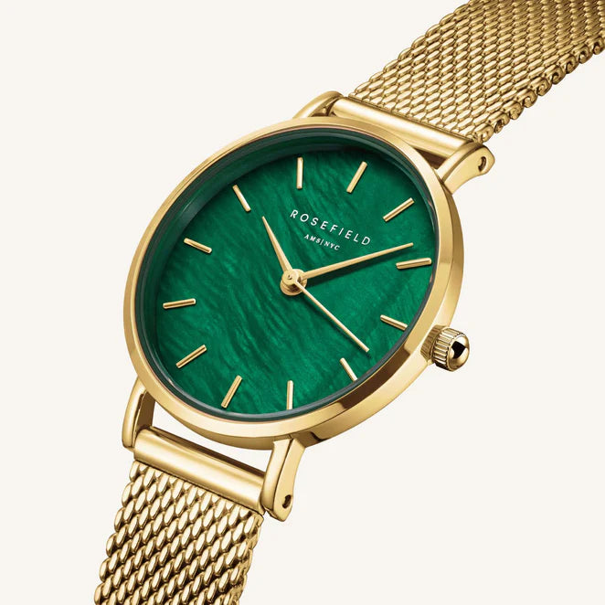 Rosefield Small Edit Emerald Mesh Gold Watch SEEGMG-SE72