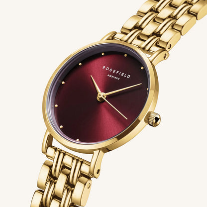 Rosefield Small Edit Gold Burgundy Watch SEGSG-SE01