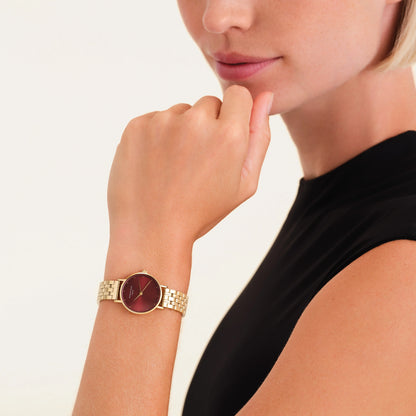 Rosefield Small Edit Gold Burgundy Watch SEGSG-SE01