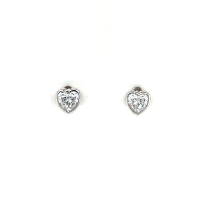 Sterling Silver CZ Heart Stud Earrings SER157