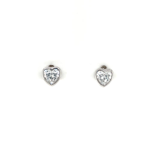 Sterling Silver CZ Heart Stud Earrings SER157