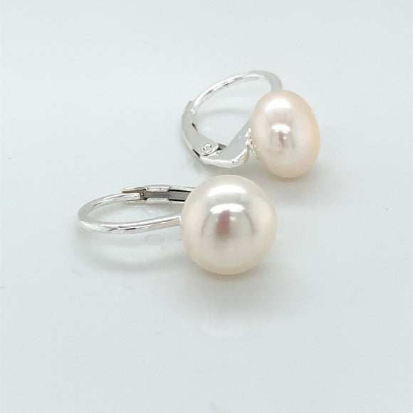 Sterling Silver Freshwater Pearl 9.5mm Drop Earrings