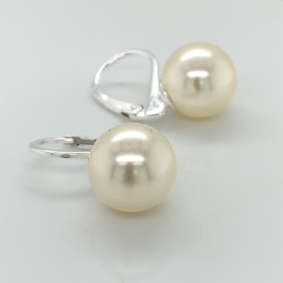 Sterling Silver Simulated Pearl 12mm Drop Earrings