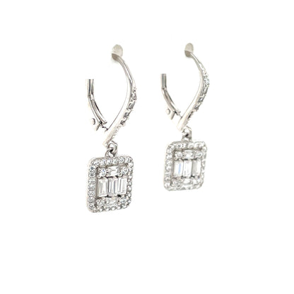 Sterling Silver Rectangular CZ Drop Earrings SER324