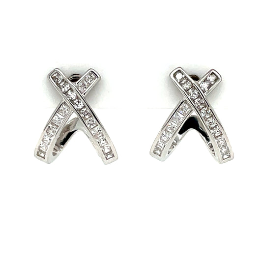 Sterling Silver CZ Crossover Earrings SER416