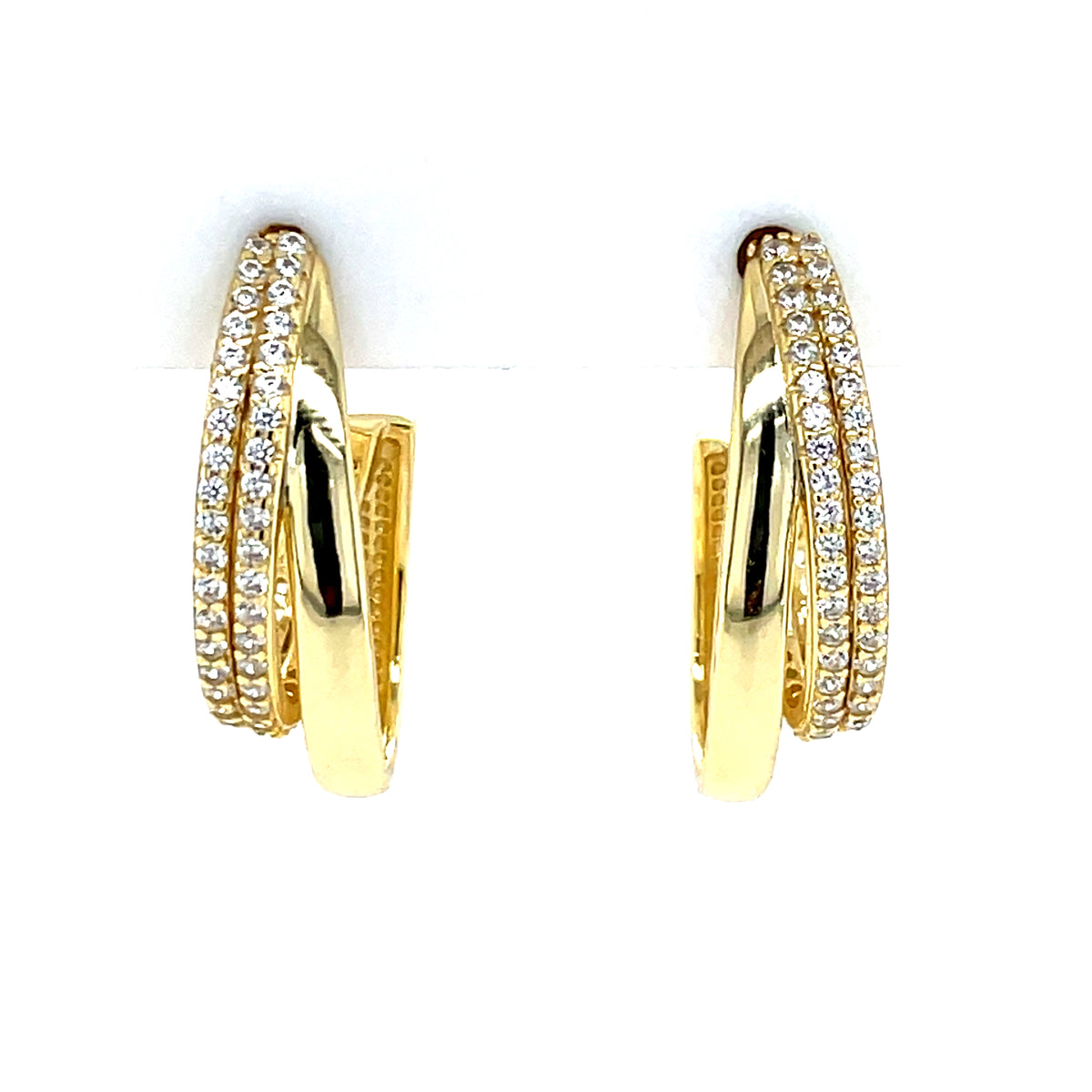 Gold-plated Silver CZ Hoop Earrings SER434