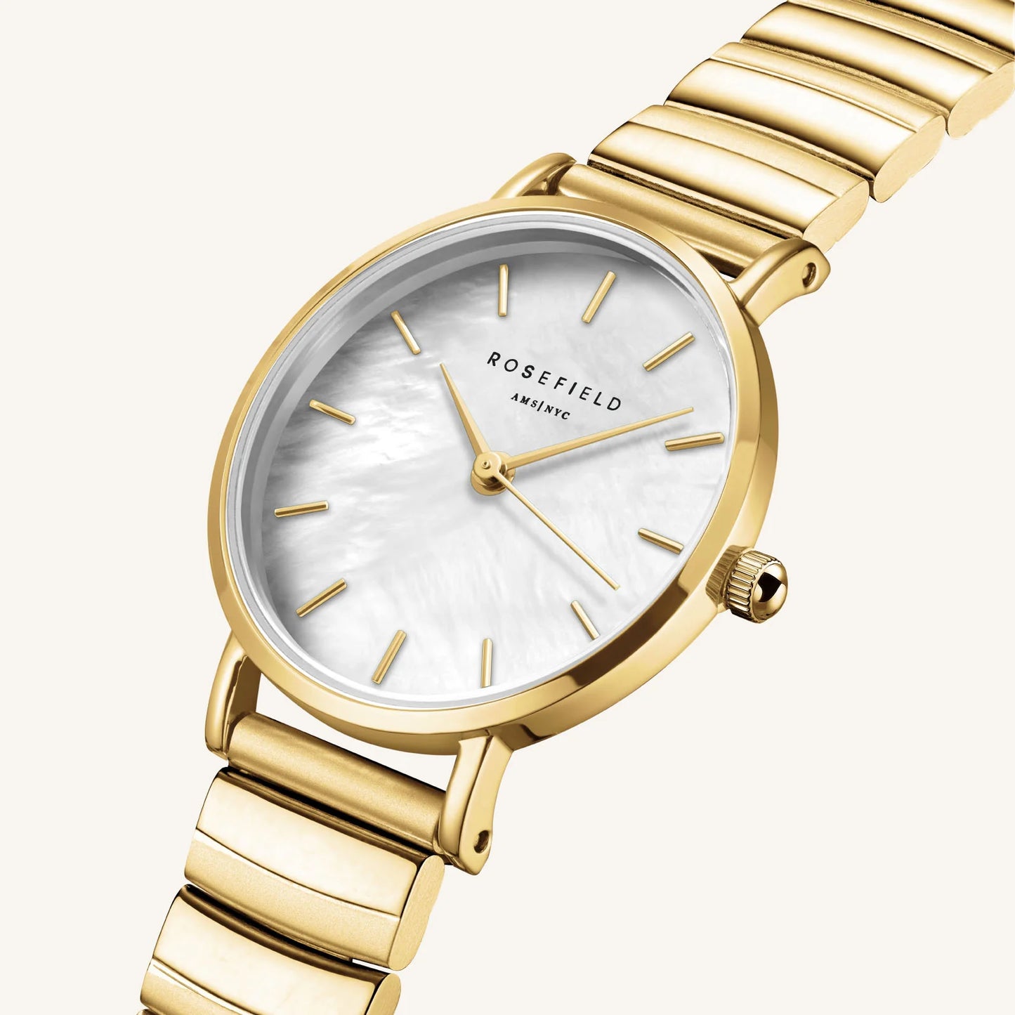 Rosefield Small Edit Pearl Gold Watch SEWGSG SE02