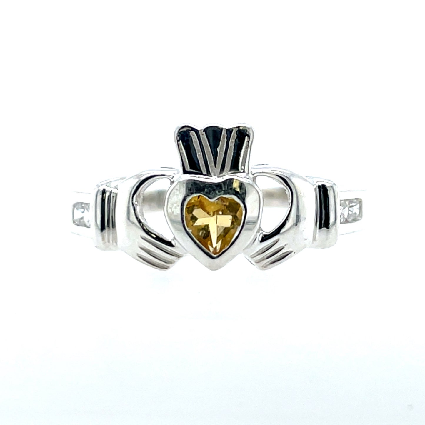 Sterling Silver Birthstone Claddagh Ring November