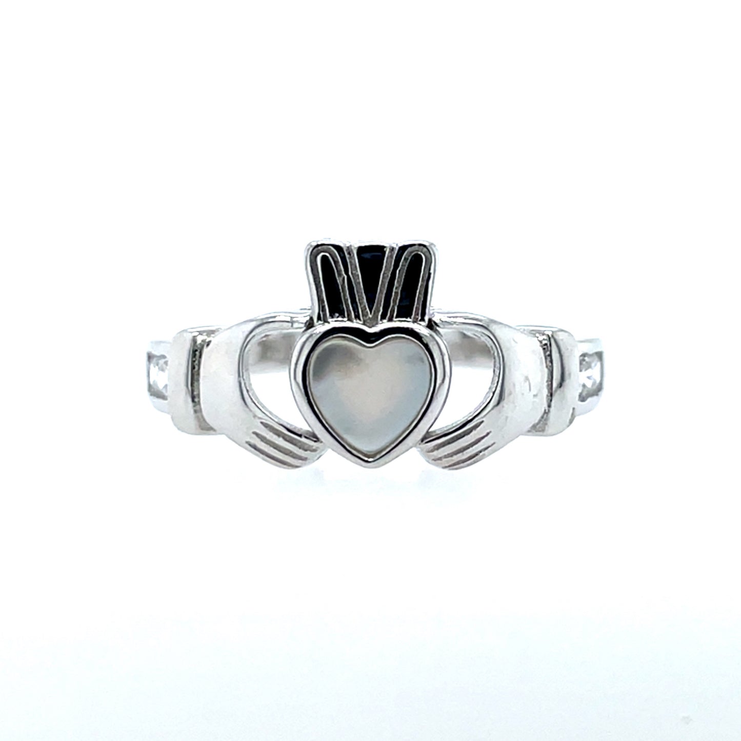 Sterling Silver Birthstone Claddagh Ring June