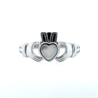 Sterling Silver Birthstone Claddagh Ring June
