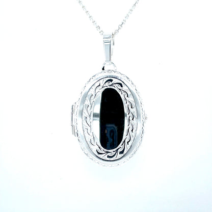 Sterling Silver Oval Border Locket SL313723