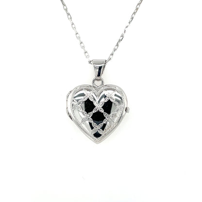 Sterling Silver Patterned Heart Locket SL50