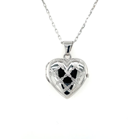 Sterling Silver Patterned Heart Locket SL50
