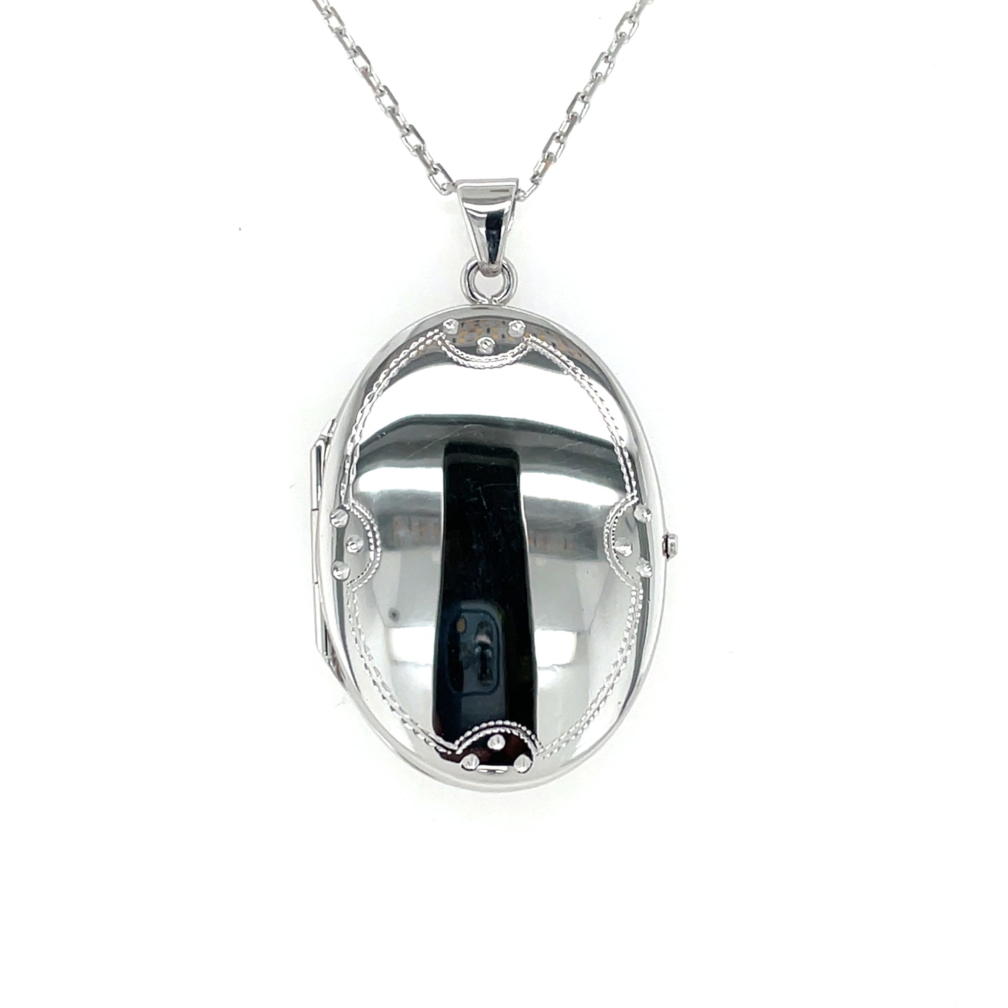 Sterling Silver Oval Engraved Border Locket SL68