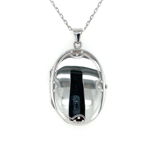 Sterling Silver Oval Engraved Border Locket SL68