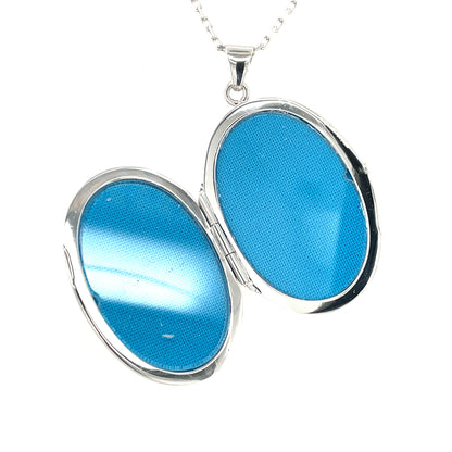 Sterling Silver Oval Engraved Border Locket SL68
