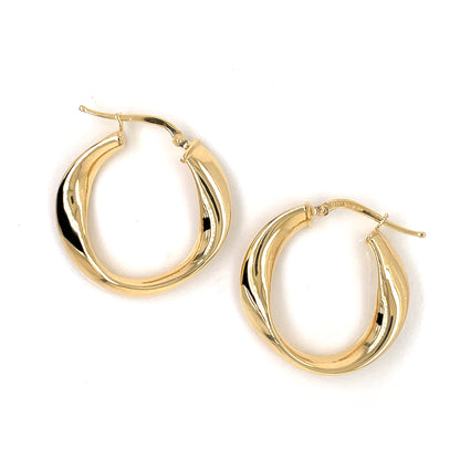 Sterling Silver Gold-plated 27mm Oval Twist Hoop Earrings SLG002G