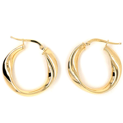 Sterling Silver Gold-plated 27mm Oval Twist Hoop Earrings SLG002G