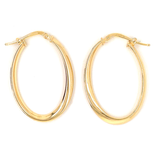 Sterling Silver Gold-plated 34mm Oval Twist Hoop Earrings SLG006G