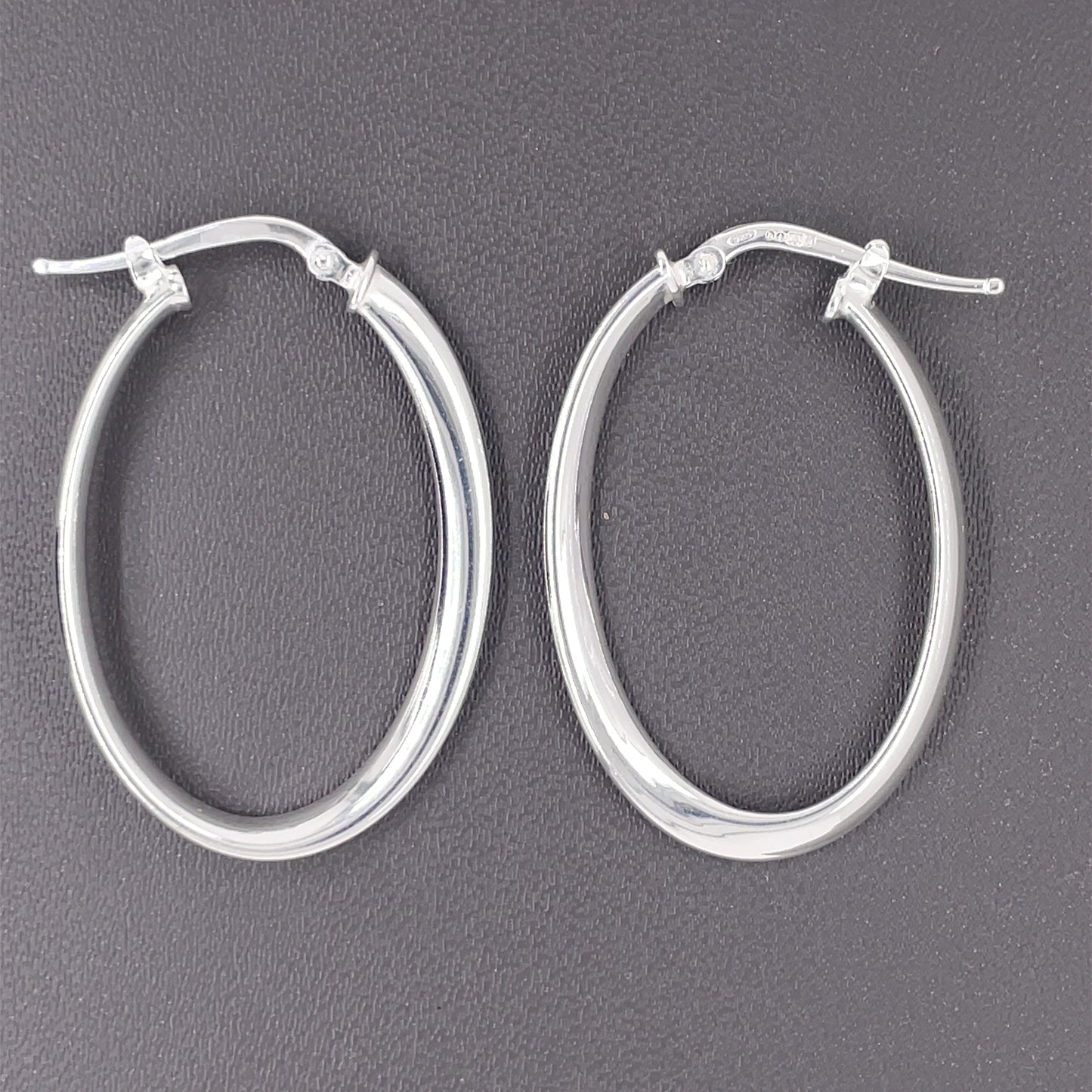 Sterling Silver 34mm Oval Twist Hoop Earrings SLG006S