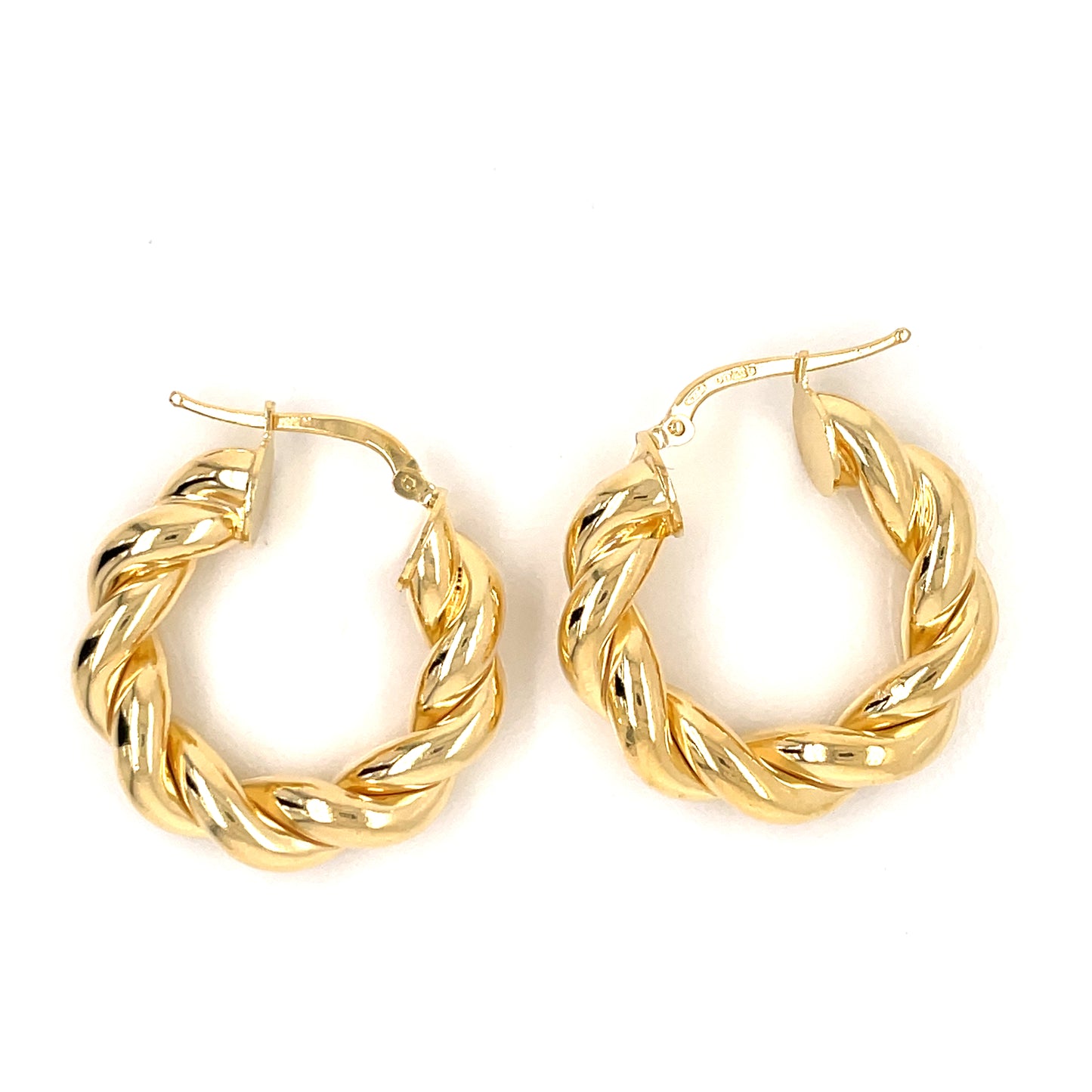 Sterling Silver Gold-plated 27mm Round Twist Hoop Earrings SLG034G