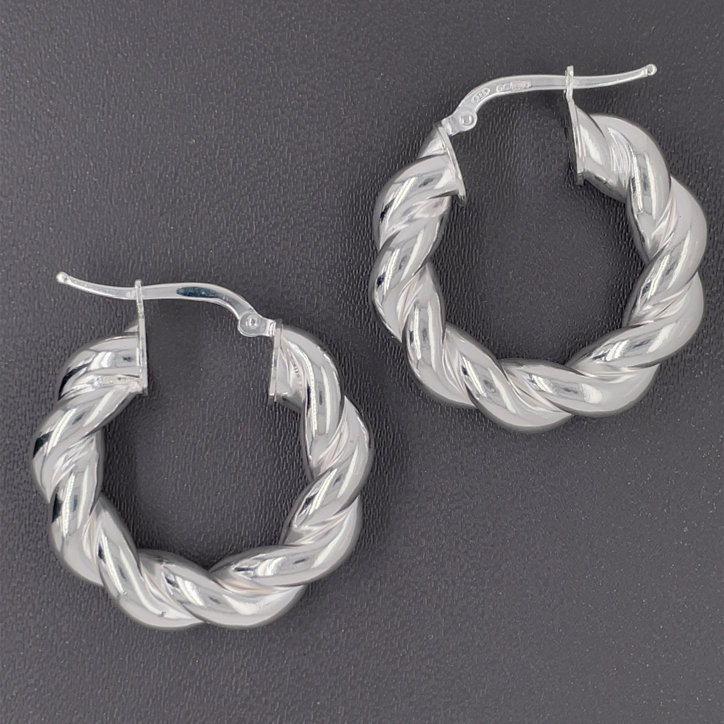 Sterling Silver 27mm Round Twist Hoop Earrings SLG034S