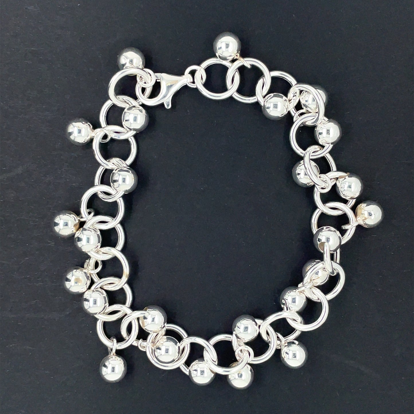 Sterling Silver Beaded Circle Bracelet SLG106B