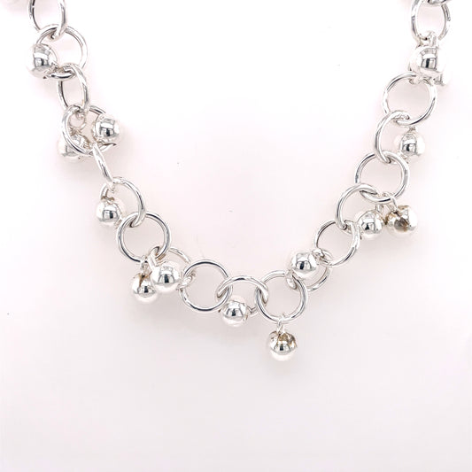 Sterling Silver Beaded Circle Necklace SLG106N