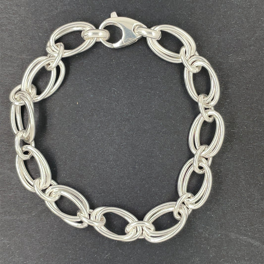 Sterling Silver Oval Double Link Bracelet SLG493B