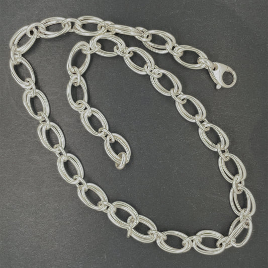 Sterling Silver Oval Double Link Necklace SLG493N