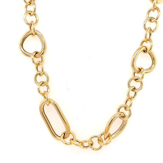 Sterling Silver 18ct Gold-plated Oval & Oblong Necklace SLG676GN