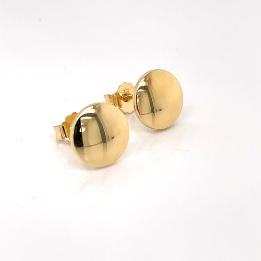 Sterling Silver 18ct Gold 10mm Bouton Stud Earrings SLG787G