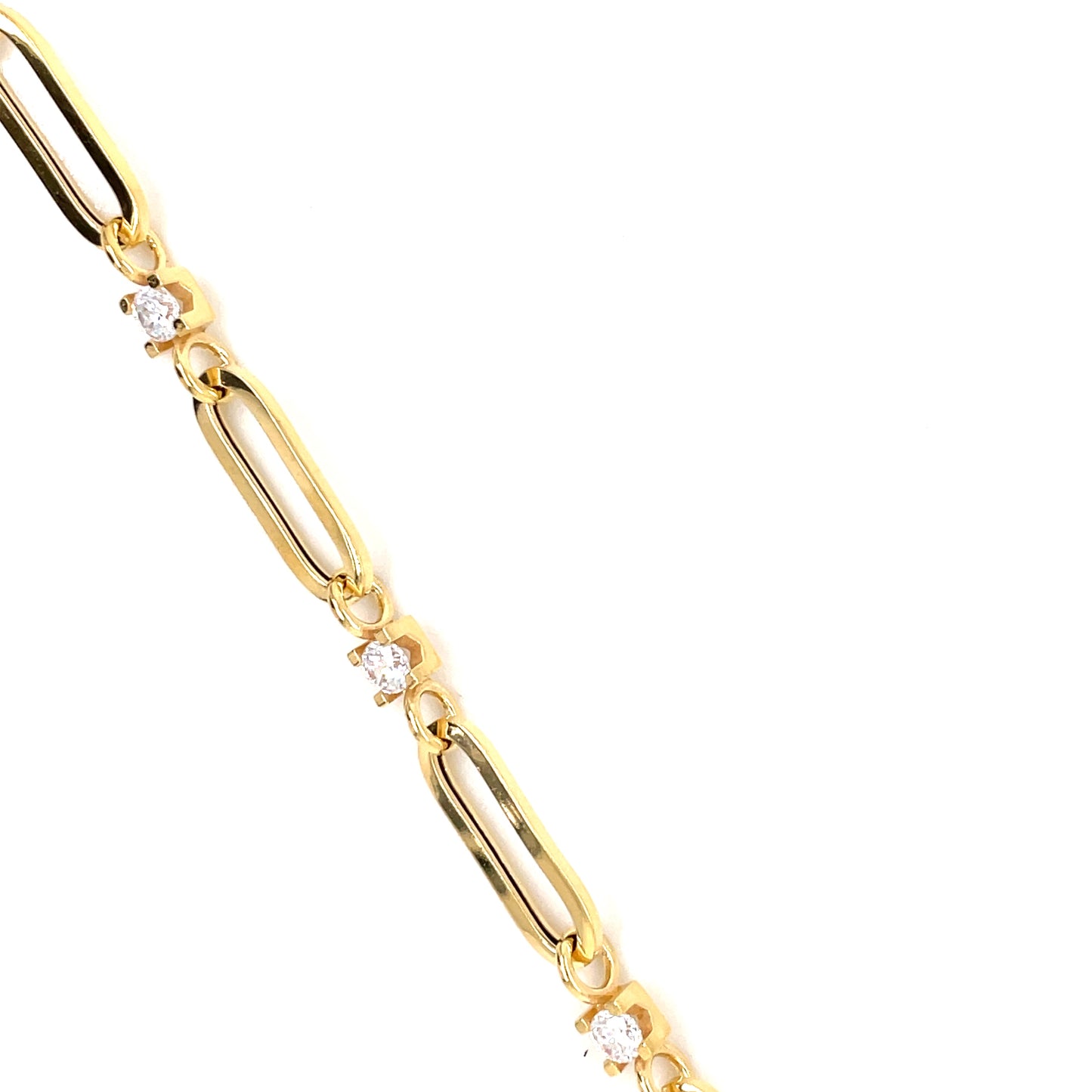 Sterling Silver 18ct Gold-plated CZ  Long Link Bracelet SLG907GB