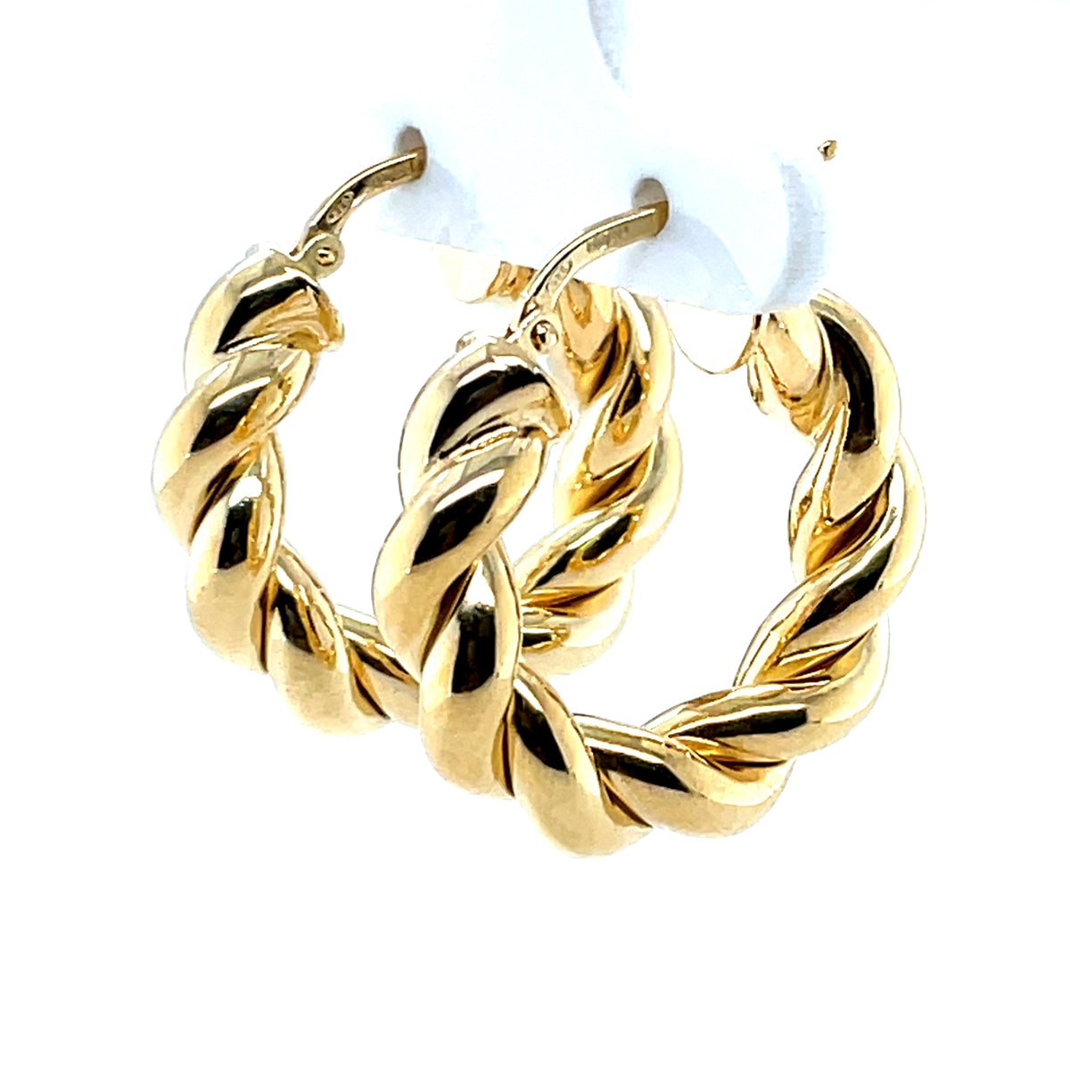 Gold Plated Silver Italian Round Twist Hoop Earrings SLG034G