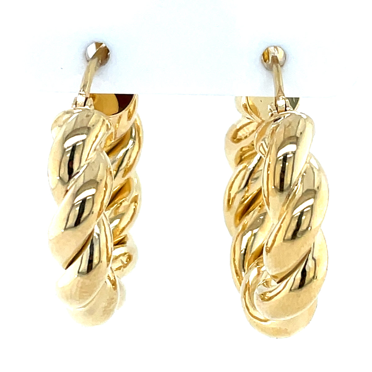 Gold Plated Silver Italian Round Twist Hoop Earrings SLG034G