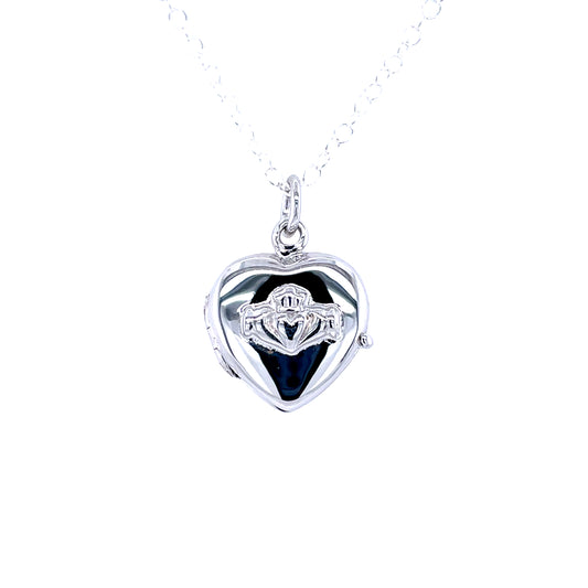 Sterling Silver Small Claddagh Heart Locket SLOC02