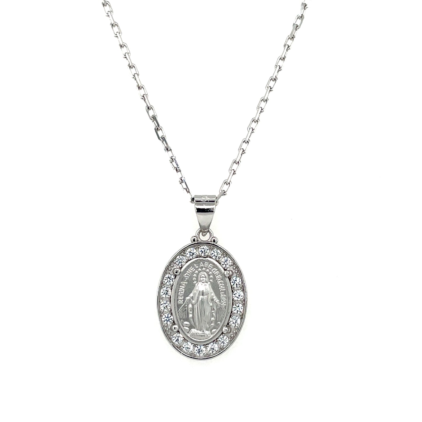 Sterling Silver CZ Miraculous Medal SM216