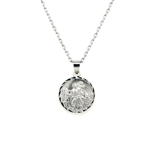 Silver 16mm St. Christopher Medal with Travel Symbols SM226