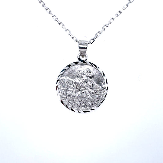 Silver 18mm St. Christopher Medal with Travel Symbols SM227