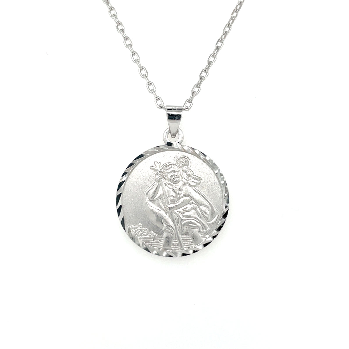 Silver 20mm St. Christopher Medal with Travel Symbols SM228