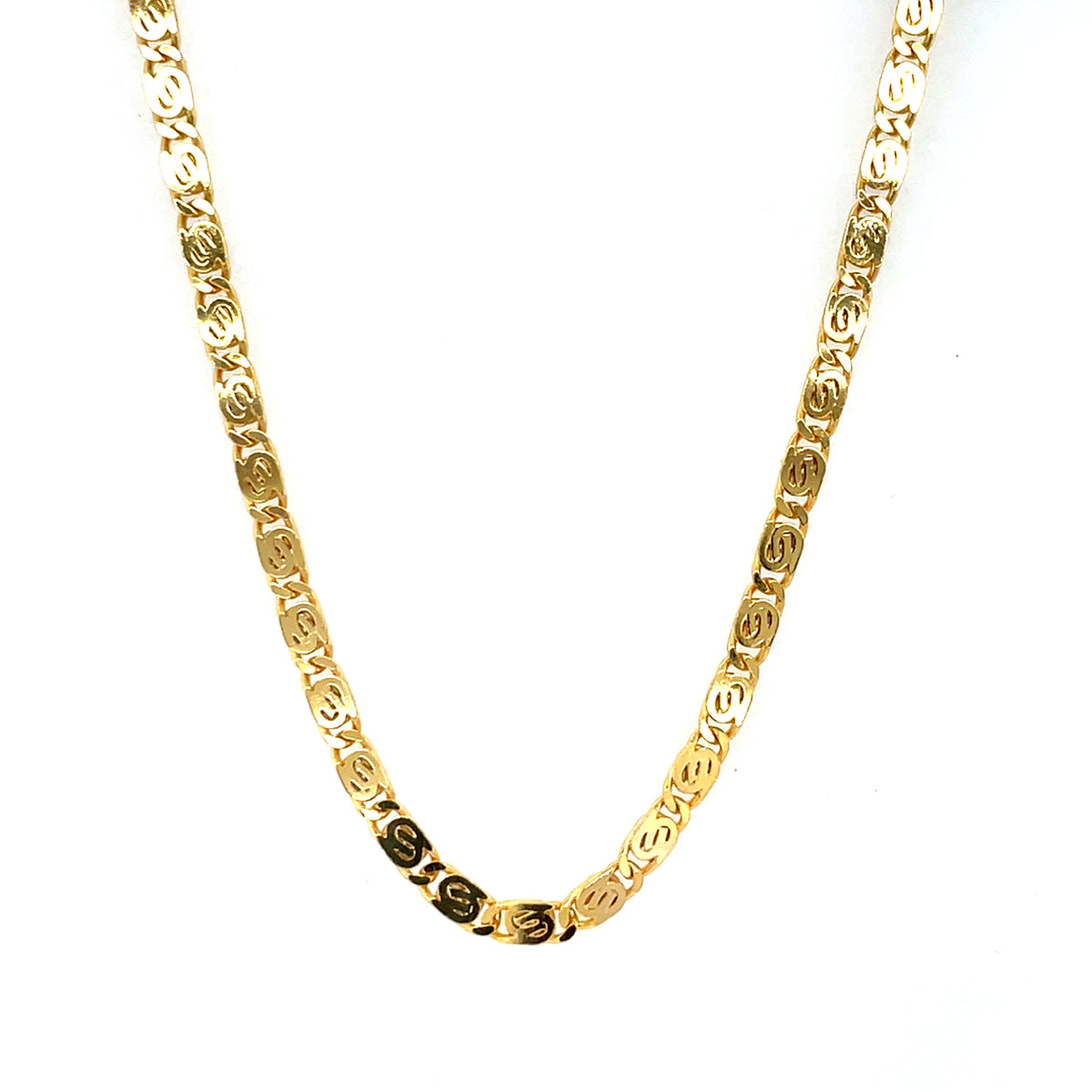 Gold Plated Silver Flat Link Chain SN60GN