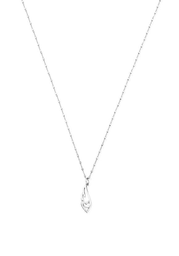 ChloBo Sterling Silver Delicate Cube Chain Interlocking Heart And Angel Wing Necklace