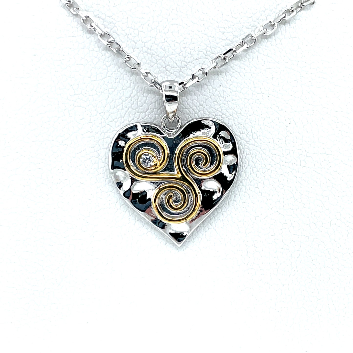Sterling Silver Heart Pendant with Gold-plated Spiral SP5011